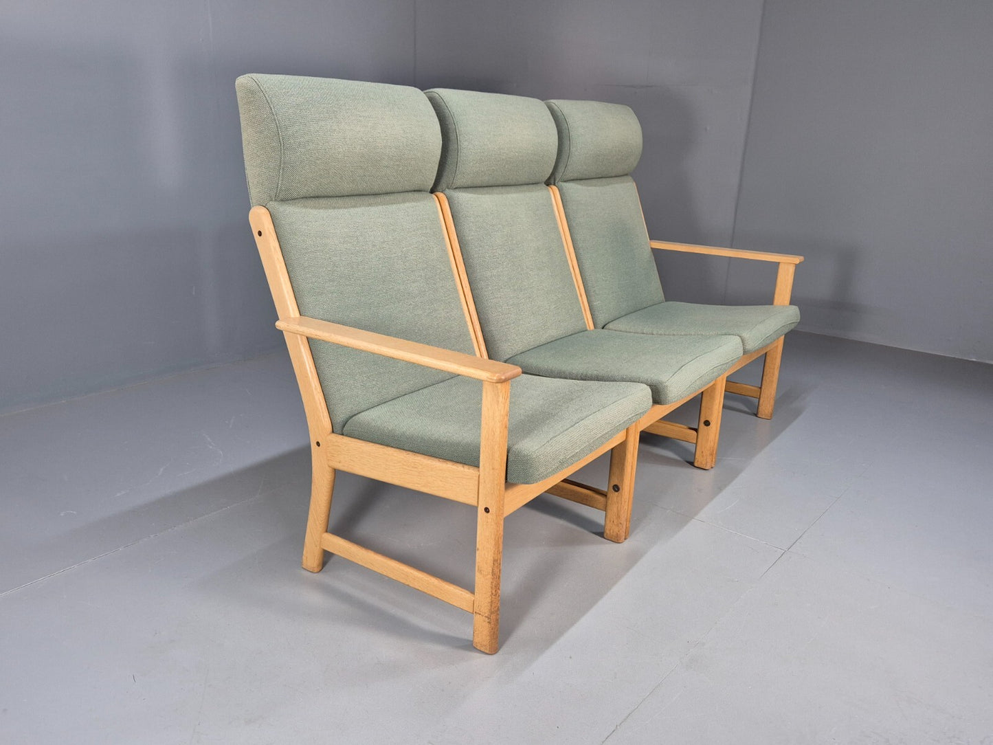 Green Wool and Oak Vintage Danish Sofa 1970s Modern Design Retro EB9263 M3SS - UKDK FURNITURE