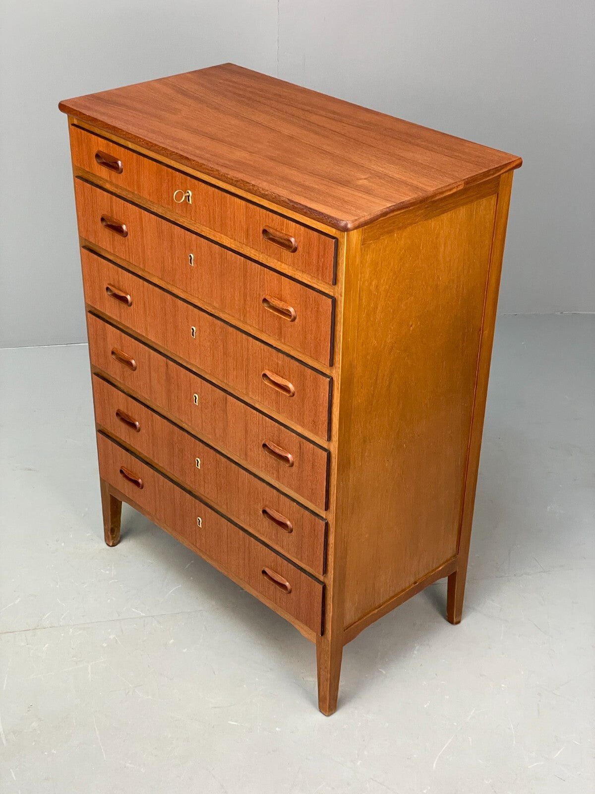 Vintage Danish Teak Chest Of Drawers Solid Handles Mid Century EB9117 MWOO - UKDK FURNITURE