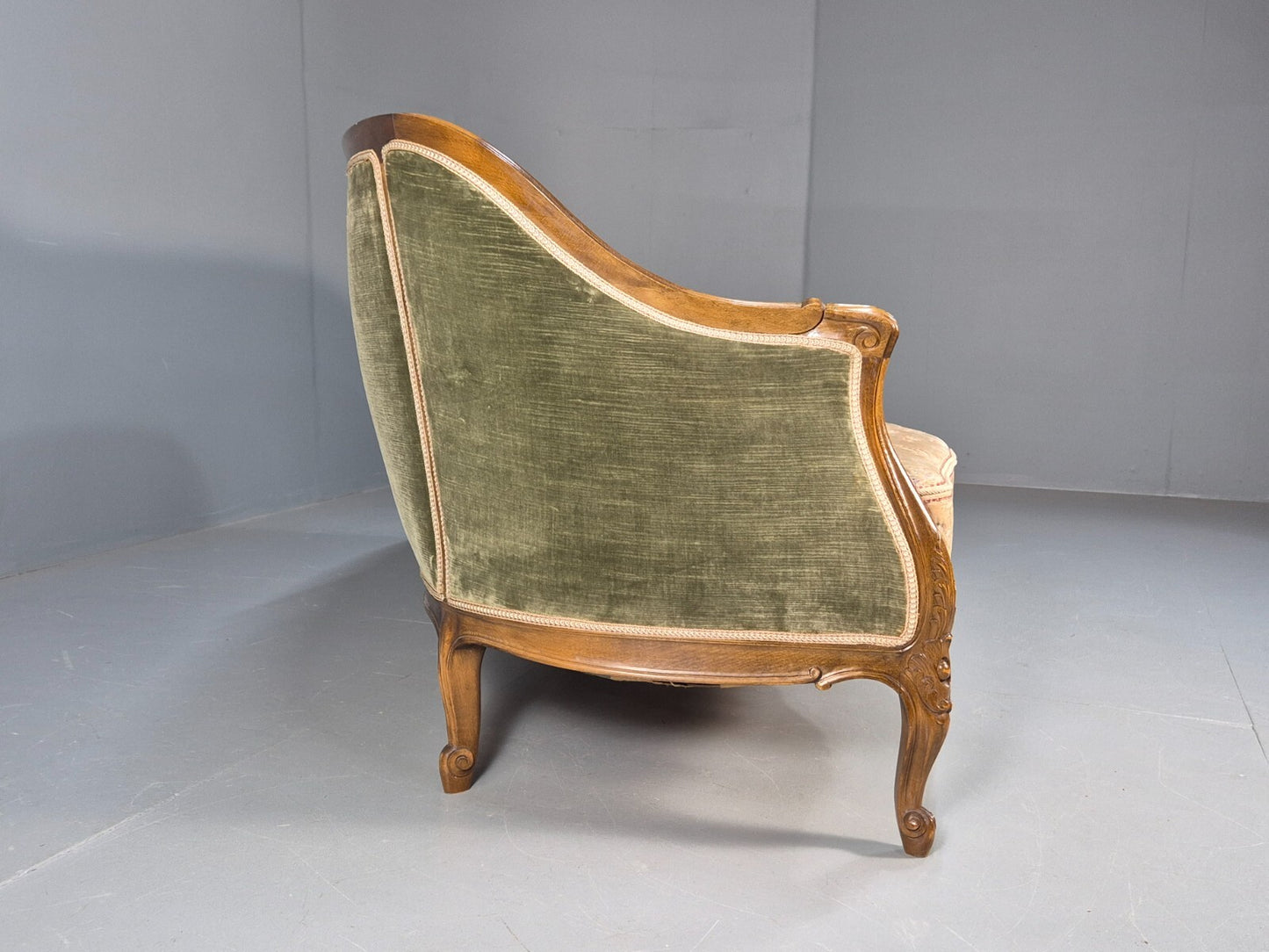 Vintage Danish Rococo Style Settee 3 Seat Green and Brown Floral EB9553 V3SS - UKDK FURNITURE