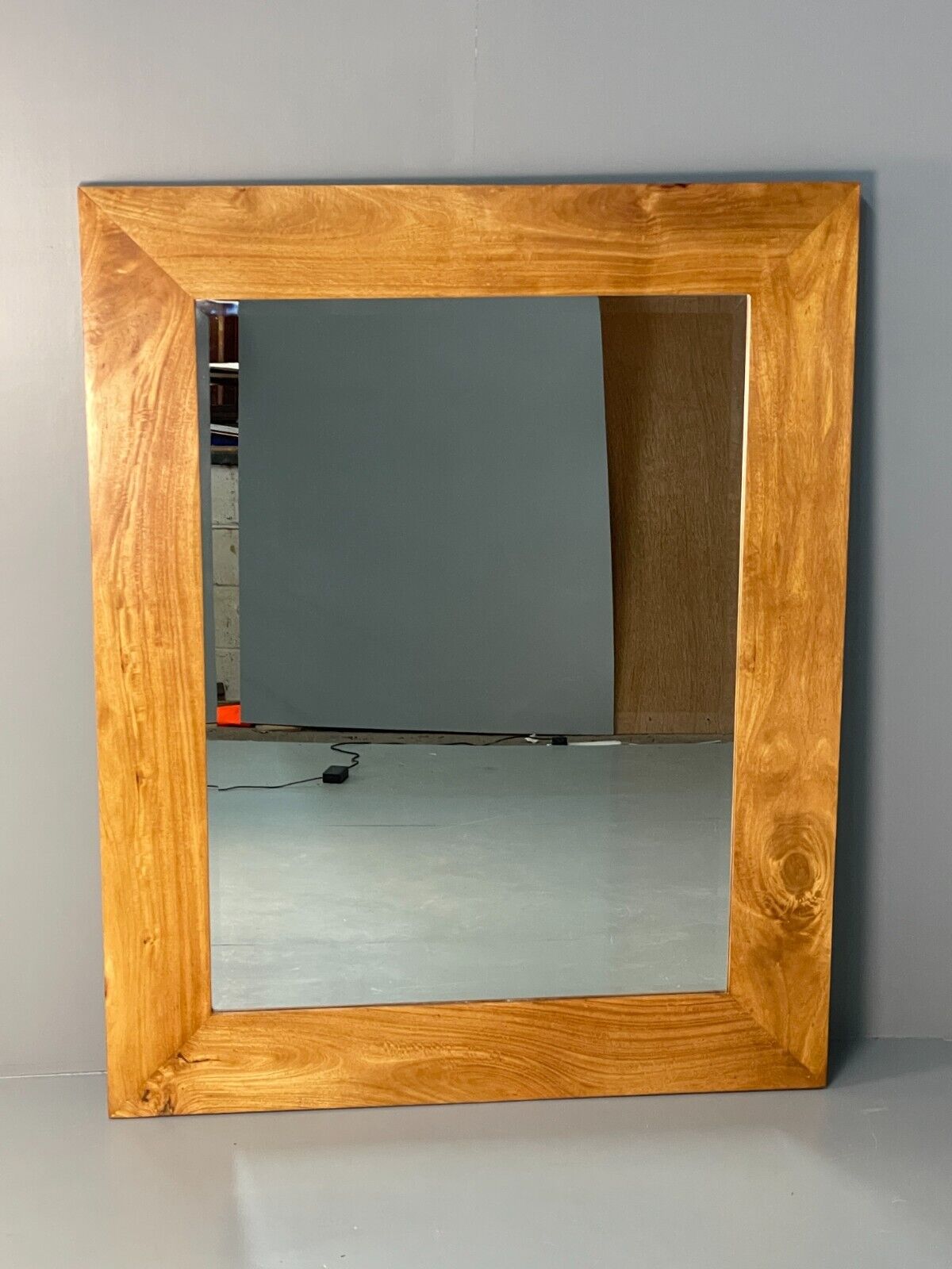 Large Rectangular Wall Mirror In A Satin Birch Wood EB8390 MWOO - UKDK FURNITURE