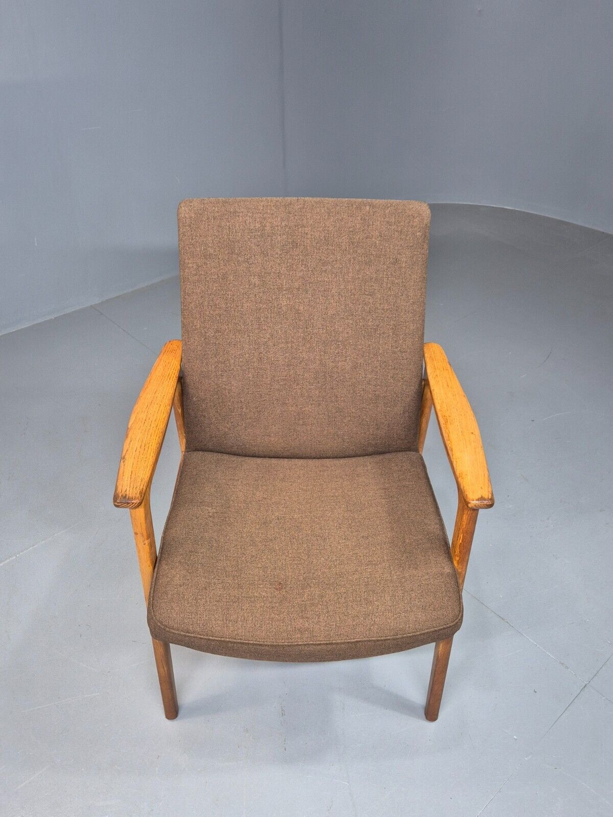 Vintage Danish Elbow Chair Green Wool Oak Hong Kirkegaard Retro MCM EB8271 MDIN - UKDK FURNITURE