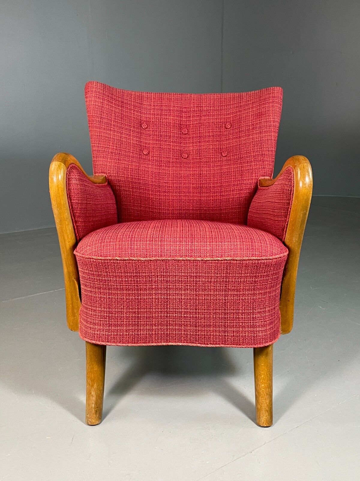 Vintage Danish Lounge Chair Red Slagelese Mobler Retro MCM EB6777 MNOR - UKDK FURNITURE