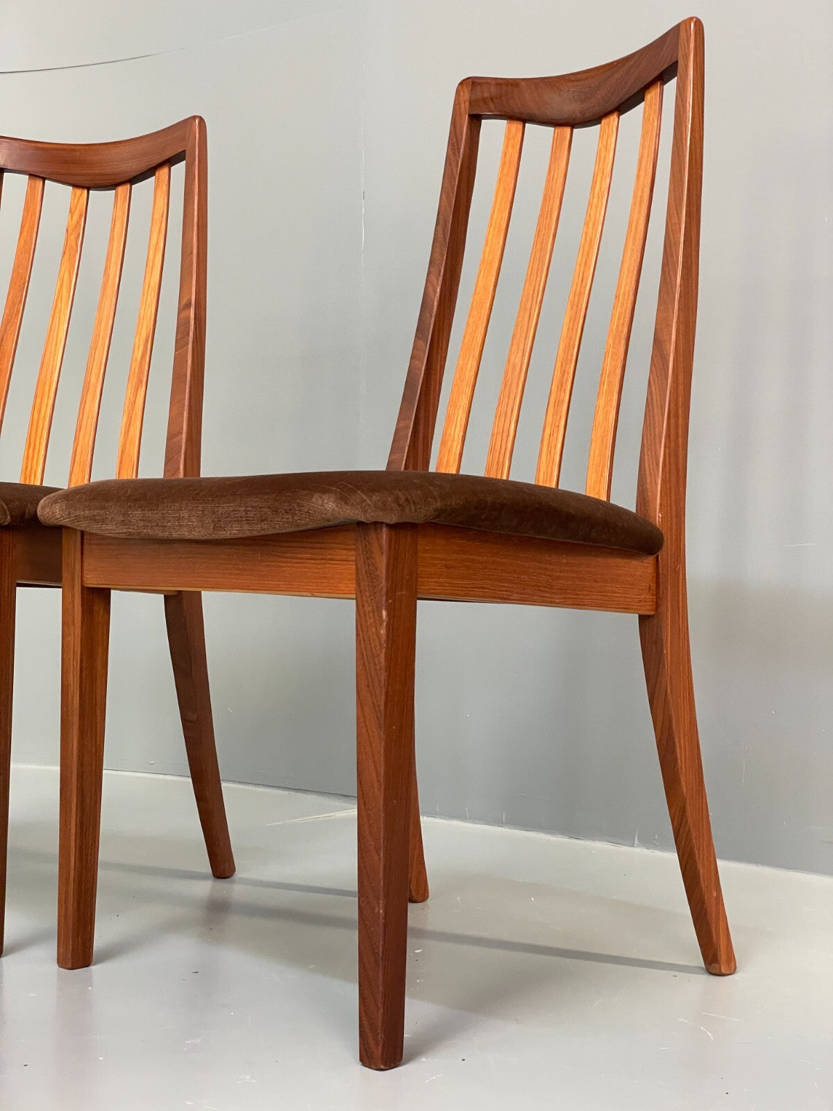 Vintage G Plan Fresco Teak Dining Chairs Six Brown Velour Retro EB9780 MDIN - UKDK FURNITURE