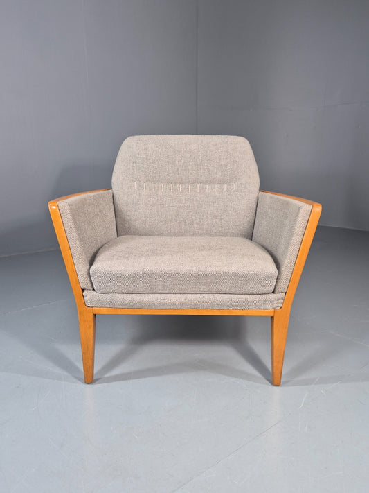 Vintage MIdcentury Lounge Chair 1950s Sweden Retro Grey Wool Beech EB11095 MNOR1