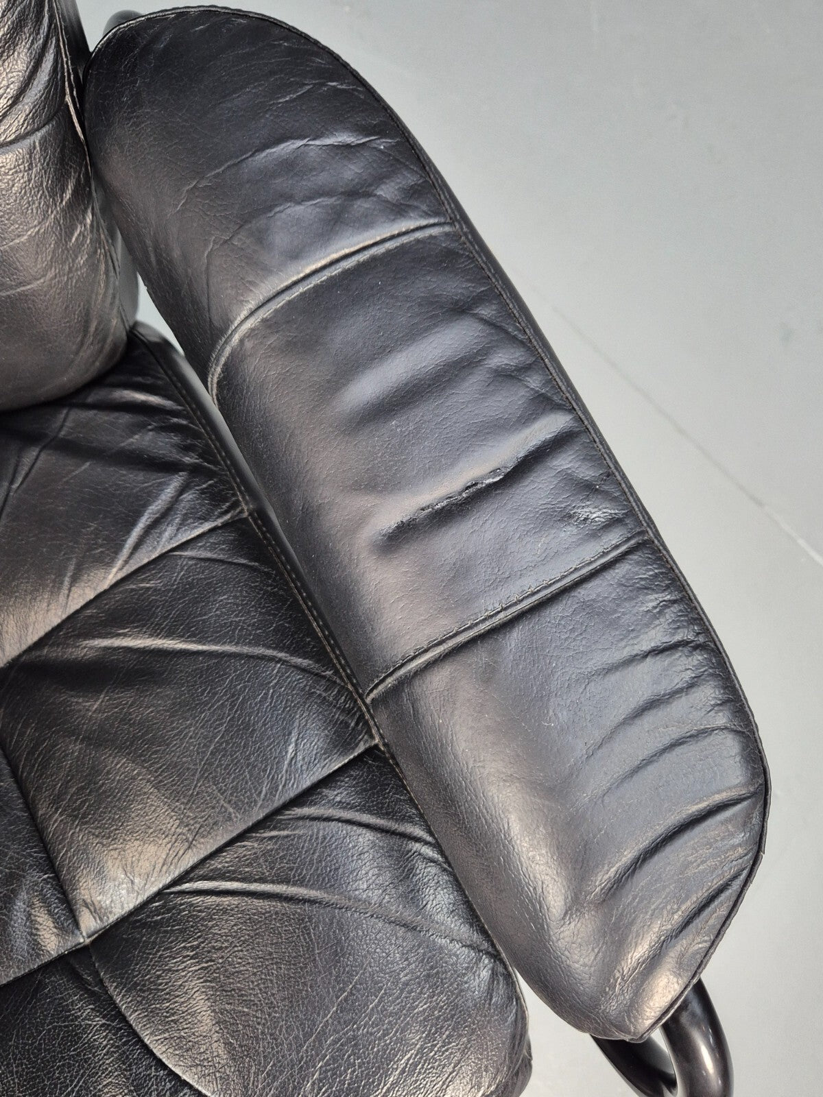 Vintage Danish Black Leather Vinyl Swivel Recline Chair 1980s Retro EB9311 MSWI - UKDK FURNITURE