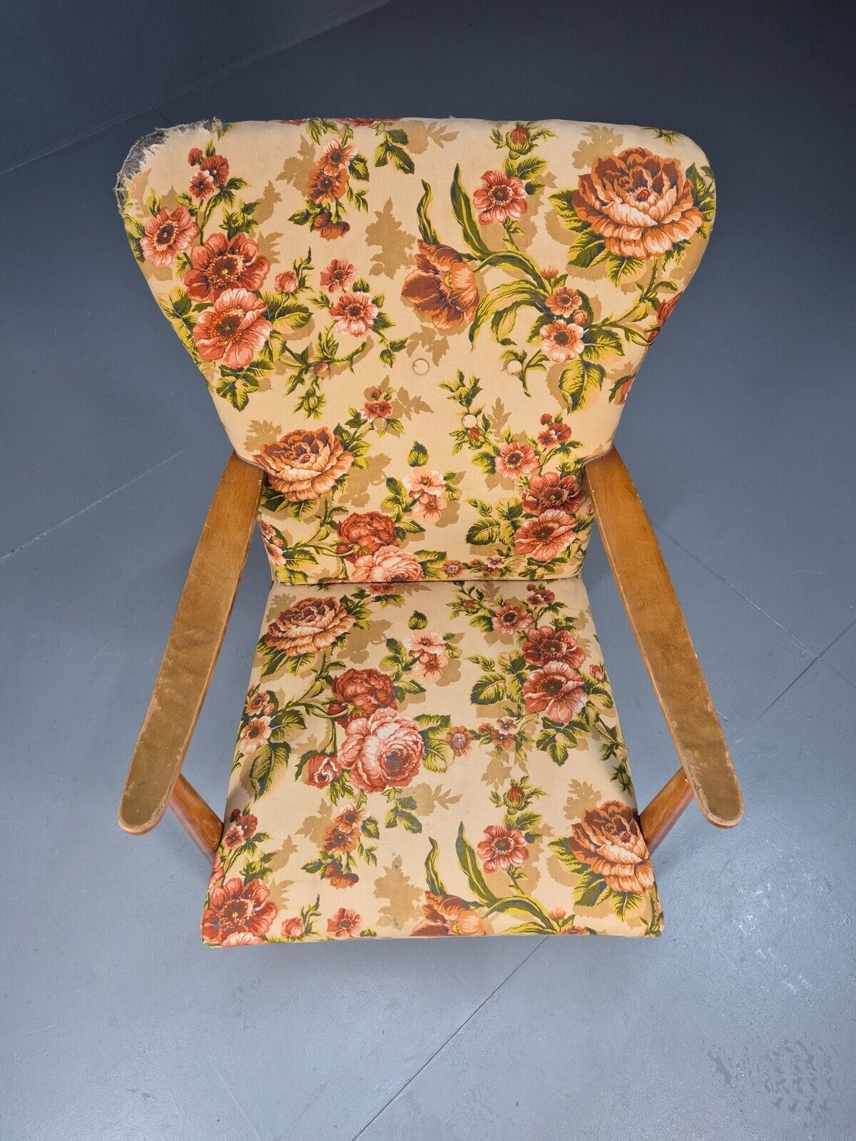 Vintage Danish Lounge Chair Reupholstery Project Beech Arm MCM Retro EB8917 MNOR - UKDK FURNITURE