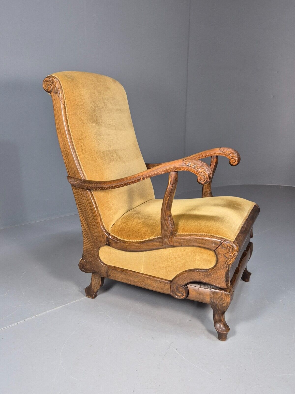 Vintage Danish Rocking Chair Beech and Gold Velour 1940s Retro EB9054 VCLO - UKDK FURNITURE