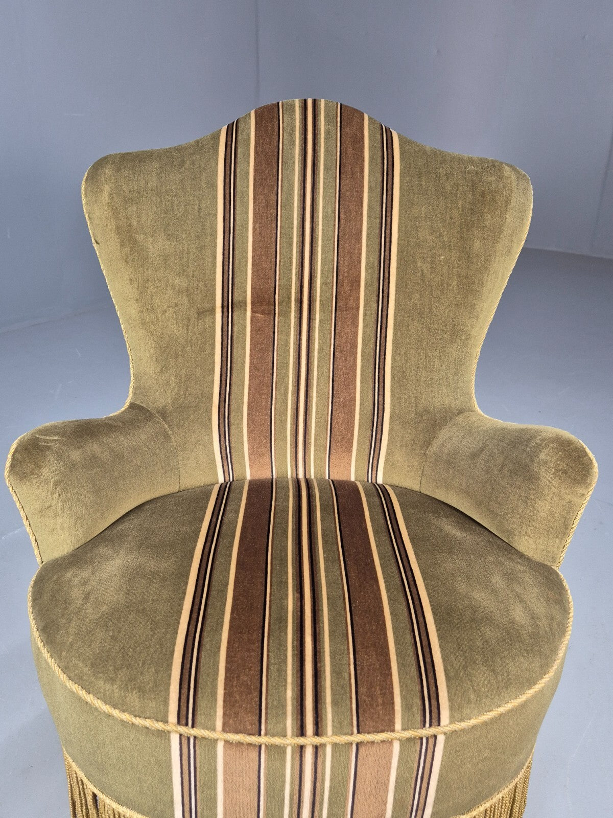 Vintage Danish Cocktail or Bedroom Chair Tassels and Stripes 1950s EB9604 VCLO - UKDK FURNITURE
