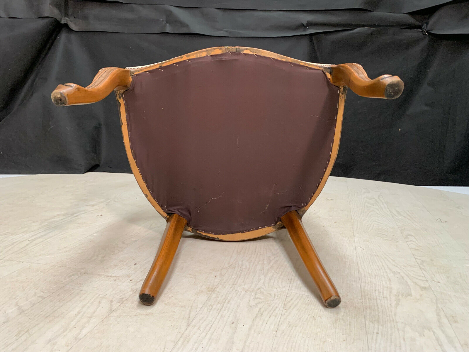 Danish Carved Beech & Tapestry Style Cream Wool Chair Vintage EB2516 VCAR - UKDK FURNITURE