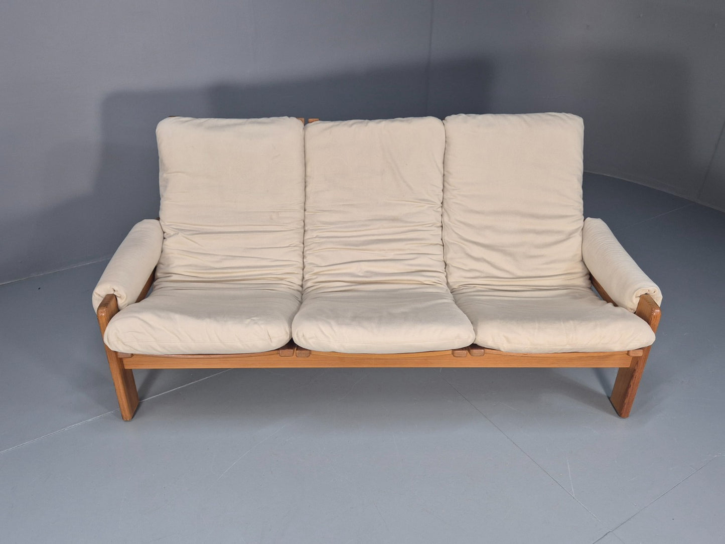 Swedese Pine Three Seater Settee  Canvas Cover Yngve Ekstrom 1970s EB10638 M3SS4