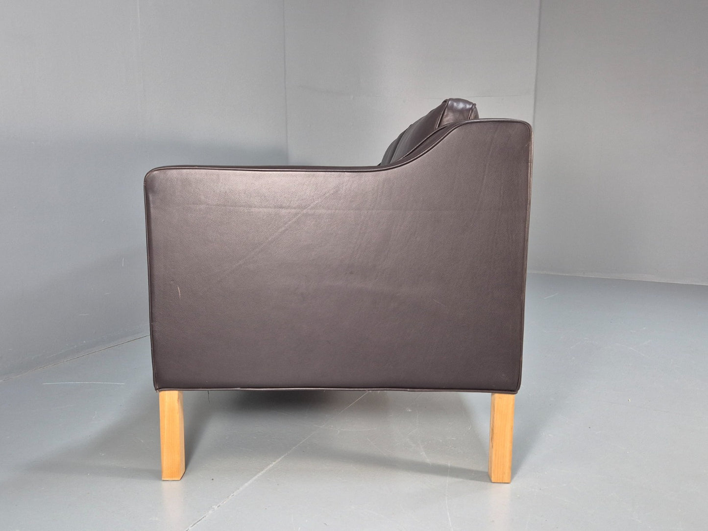 Mid Century Two Seater Sofa Danish Brown Leather Mogensen Vintage EB10107 M2SS18