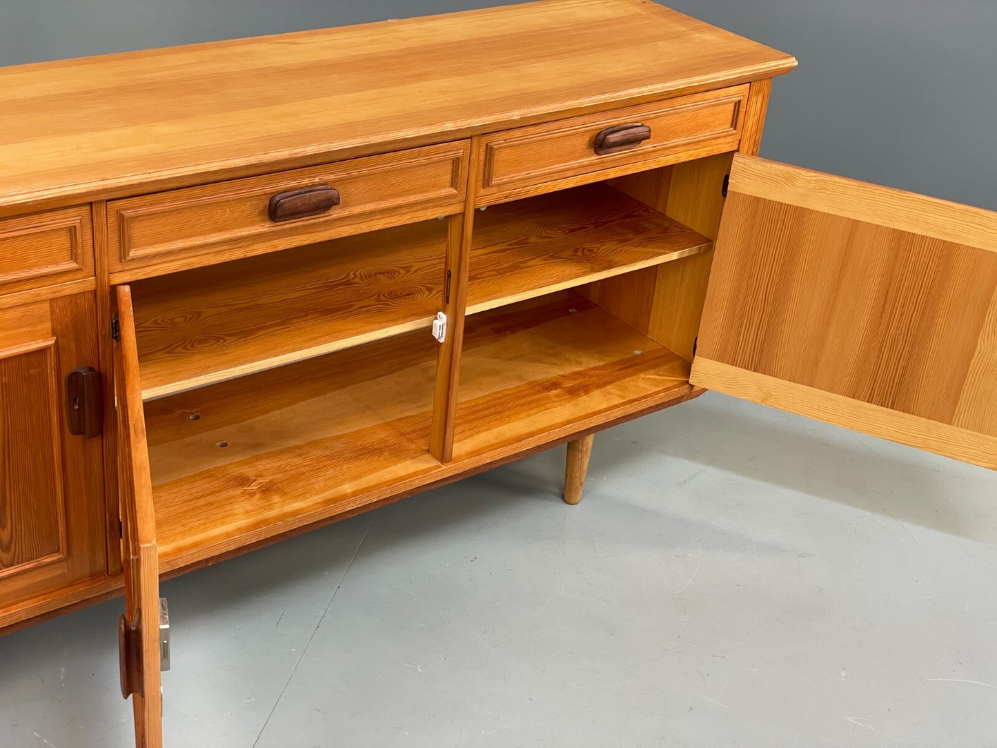 Vintage Pine Sideboard With Teak Handles Retro Unique Design EB9427 MWOO - UKDK FURNITURE