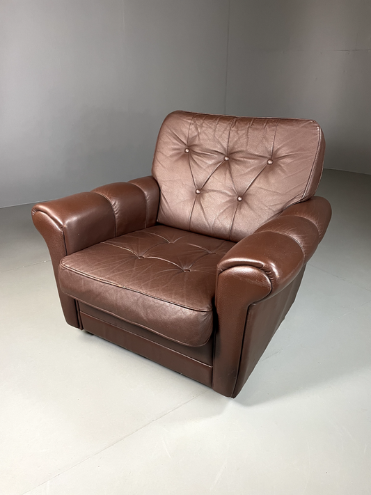 Vintage Danish Leather Lounge Chair, 1970s, Retro, MCM EB5404 MNOR - UKDK FURNITURE