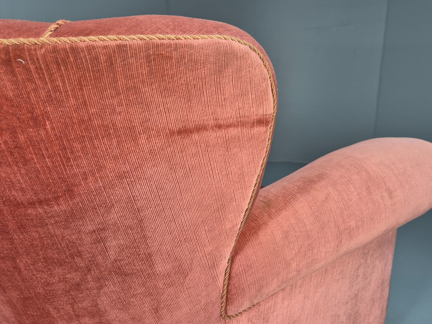 Vintage Danish Art Deco shell back Lounge Chair Pink Velour Bun Feet EB9556 MNOR - UKDK FURNITURE
