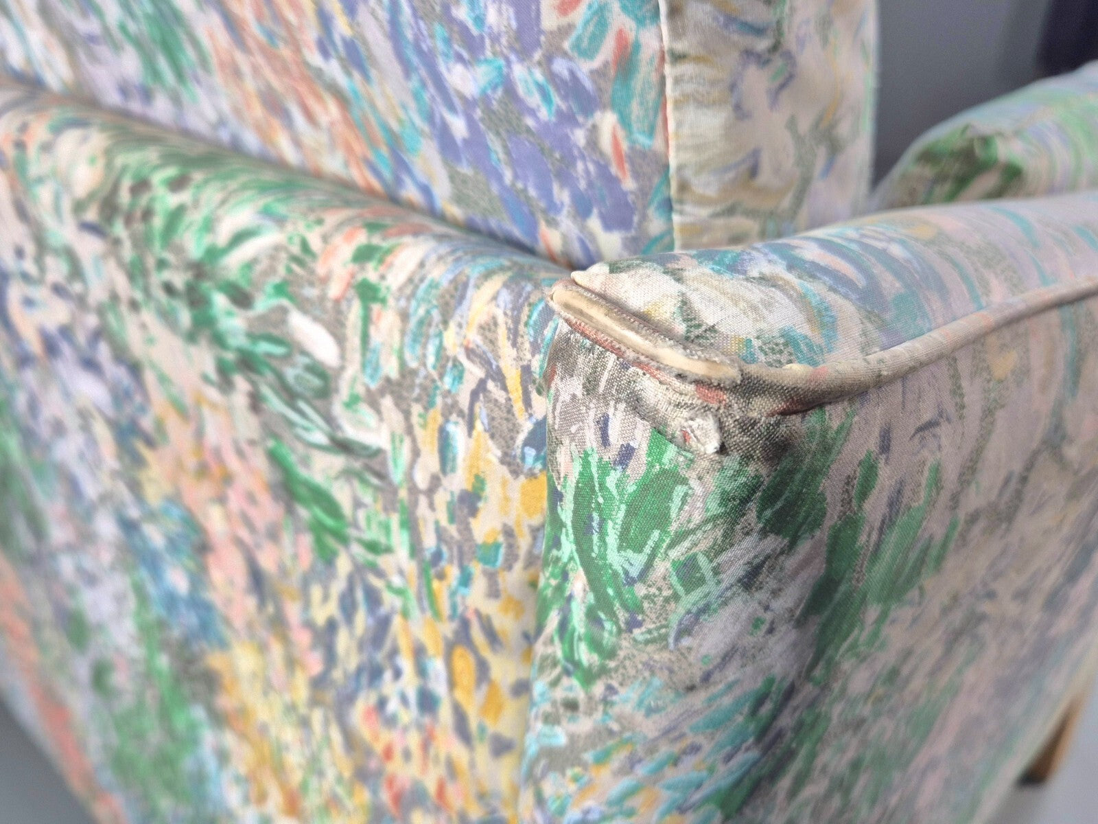 Vintage Two Seater Sofa Danish Mid Century Floral Fabric Beech Legs EB9584 M3SS - UKDK FURNITURE