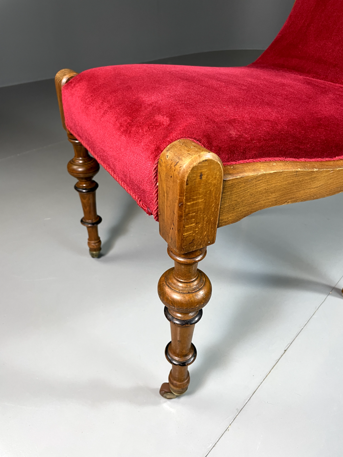 Vintage Danish Slipper Chair, Beech Frame, Antique, Brass Castors EB5727 VDIN - UKDK FURNITURE