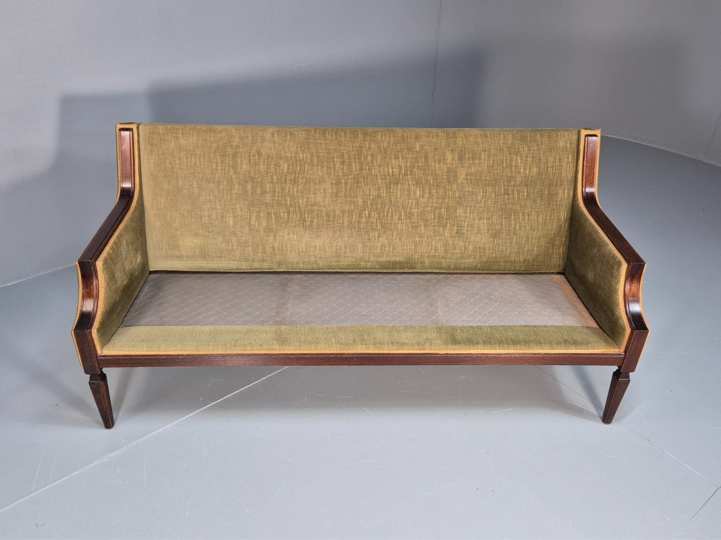 Antique Danish Empire Style Sofa Mahogany and Green velour EB9662 V3SS - UKDK FURNITURE