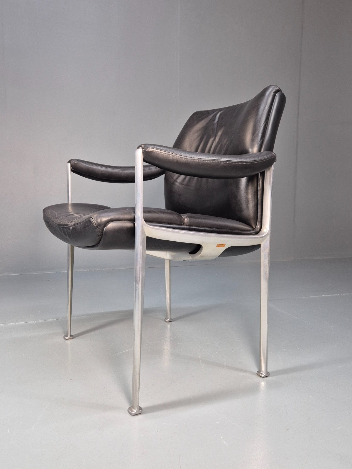 Roder Sohne Leather and Aluminium Boardroom Chair 1960s Retro MCM EB10616 MNOR1