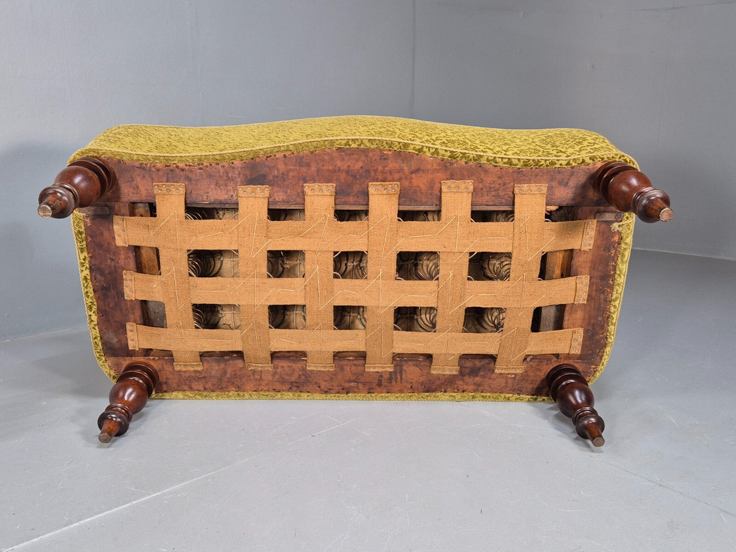 Antique 2 Seater Sofa Camel Back Gold Embossed Velour Danish Design EB9580 V2SS - UKDK FURNITURE
