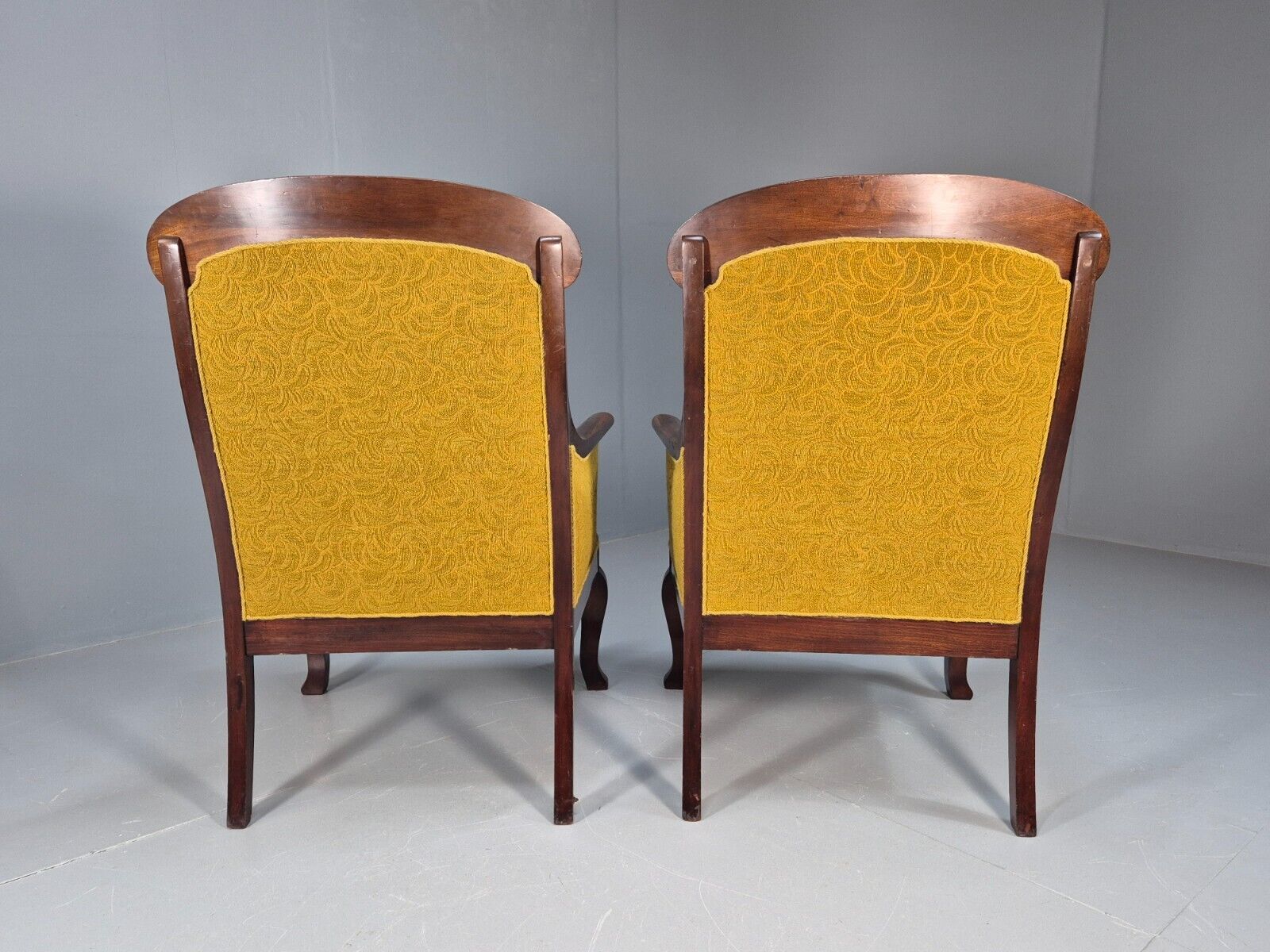 2 Danish Antique Chairs French Empire Style 1920s Mahogany Mustard EB9042 VCLO - UKDK FURNITURE