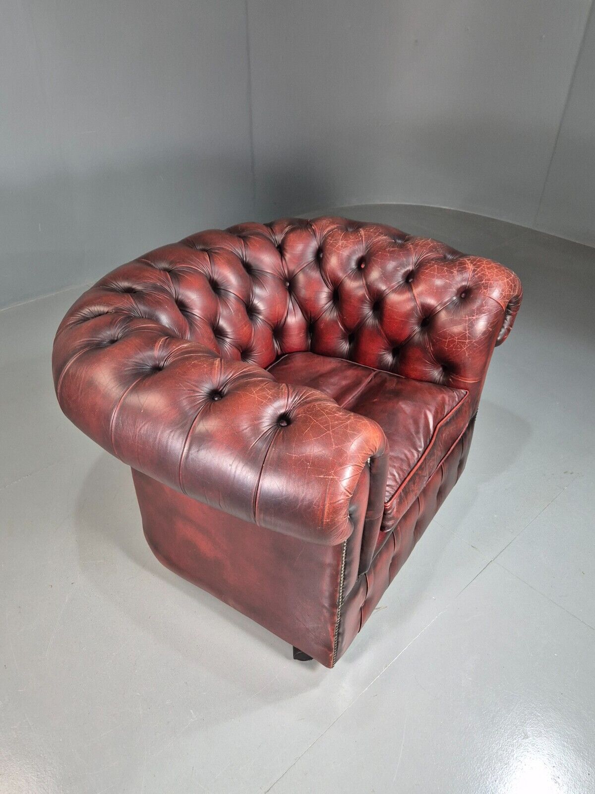 Vintage Chesterfield Chair Red Oxblood Leather 1970s Retro EB7431 VLEA - UKDK FURNITURE