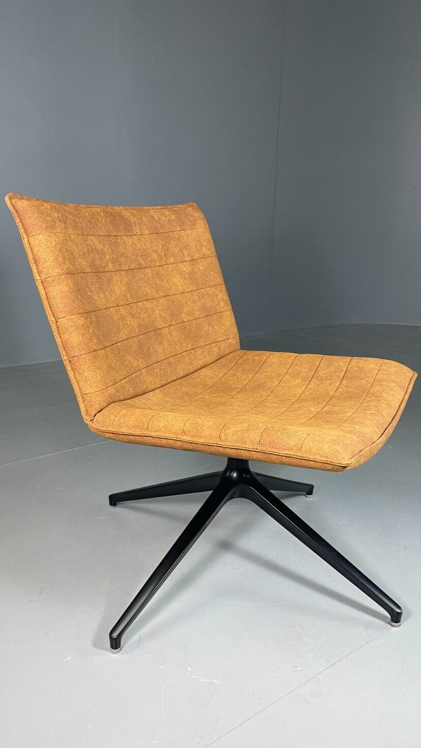 Vintage Swivel Chair Tan Faux Leather Moventi Sophie Italian Design EB6837 MSWI - UKDK FURNITURE