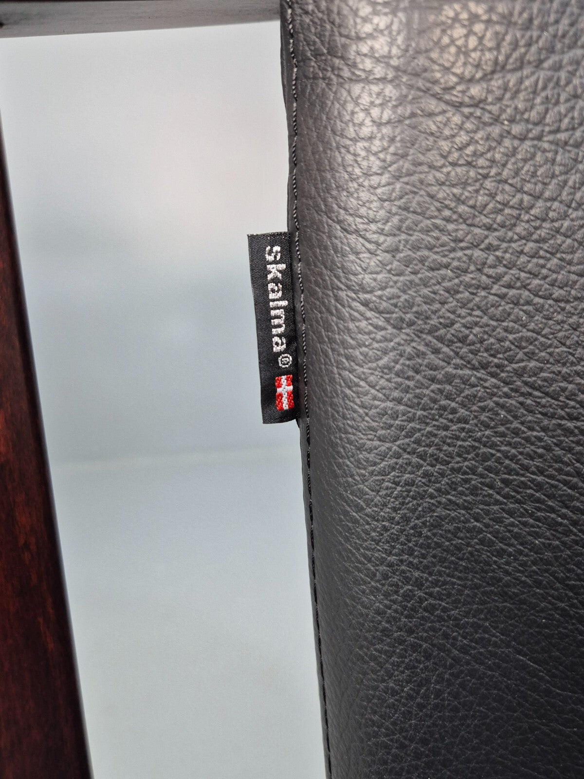 Vintage Danish Skalma Tub Chair Black Leather Curved Rail Back 1980s EB9315 MNOR - UKDK FURNITURE
