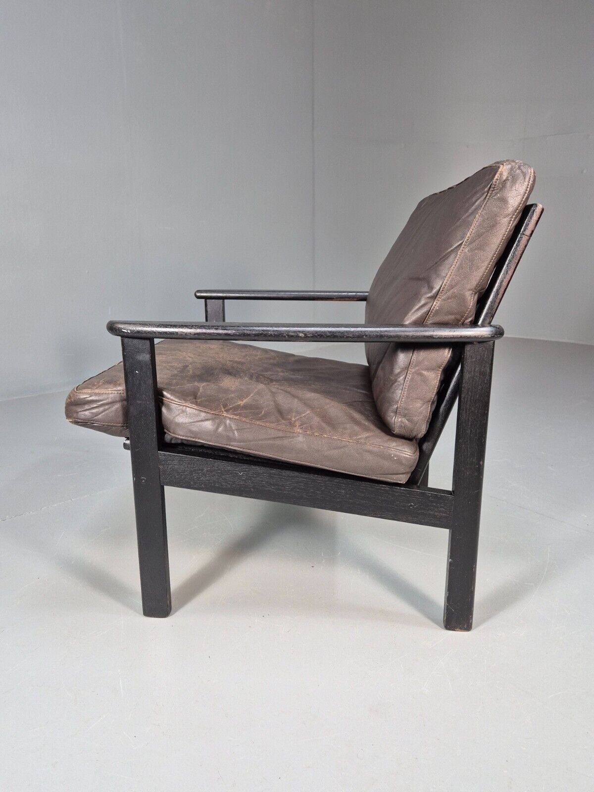 Vintage Danish Lounge Chair Brown Leather Beech Frame 1960s Retro EB8965 MNOR - UKDK FURNITURE