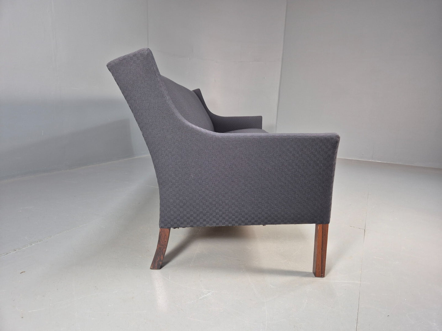 Vintage Danish 3 Seat Sofa Blue Check Cotton Mogensen MCM 1960s EB8589 M3SS - UKDK FURNITURE