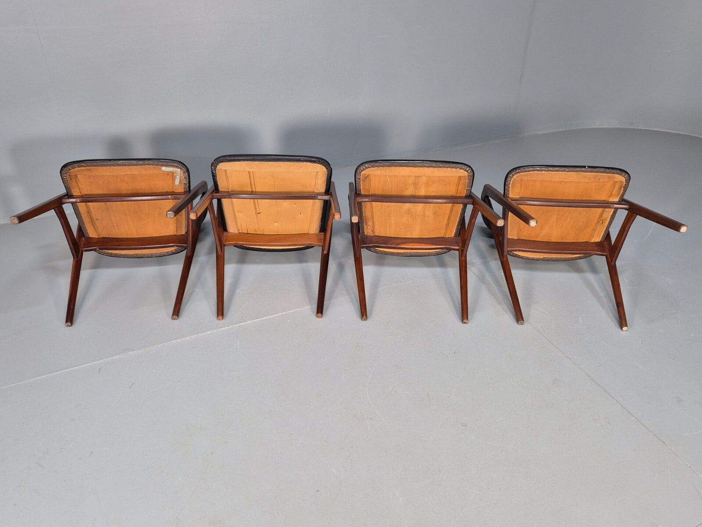 4 Teak Danish Dining Chairs by Farstrup 1960s Compass Model MCM EB9538 MDIN - UKDK FURNITURE