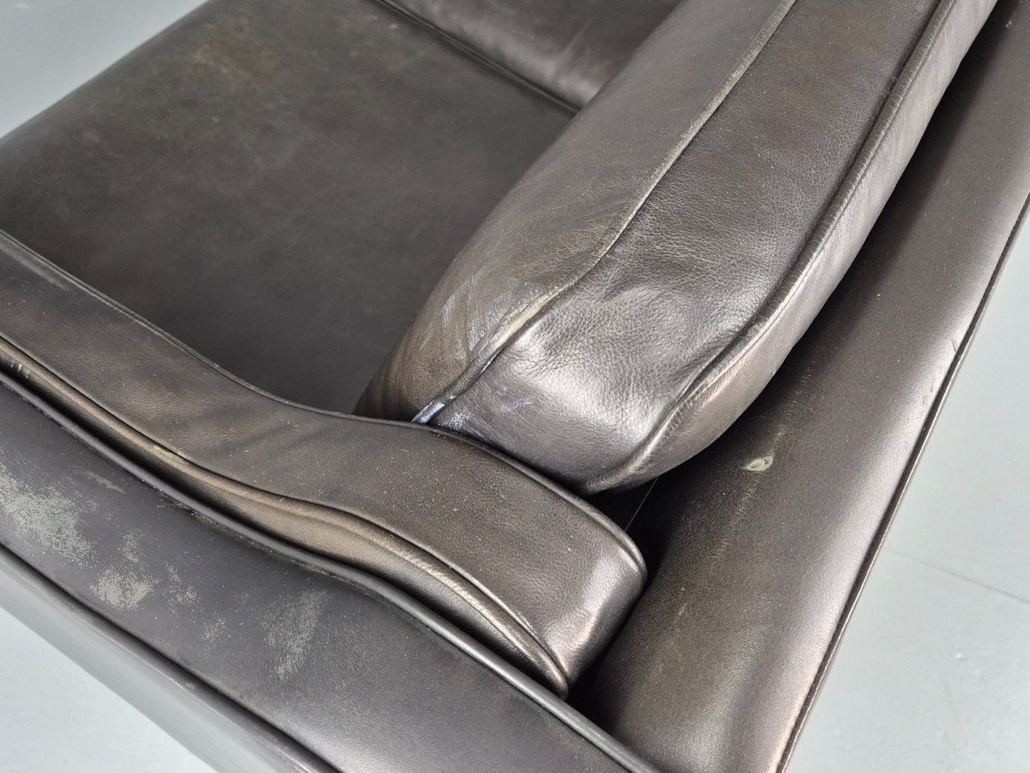 Vintage 3 Seat Sofa Danish Hurup Black Leather Retro MCM 1980s EB10472 M3SS22