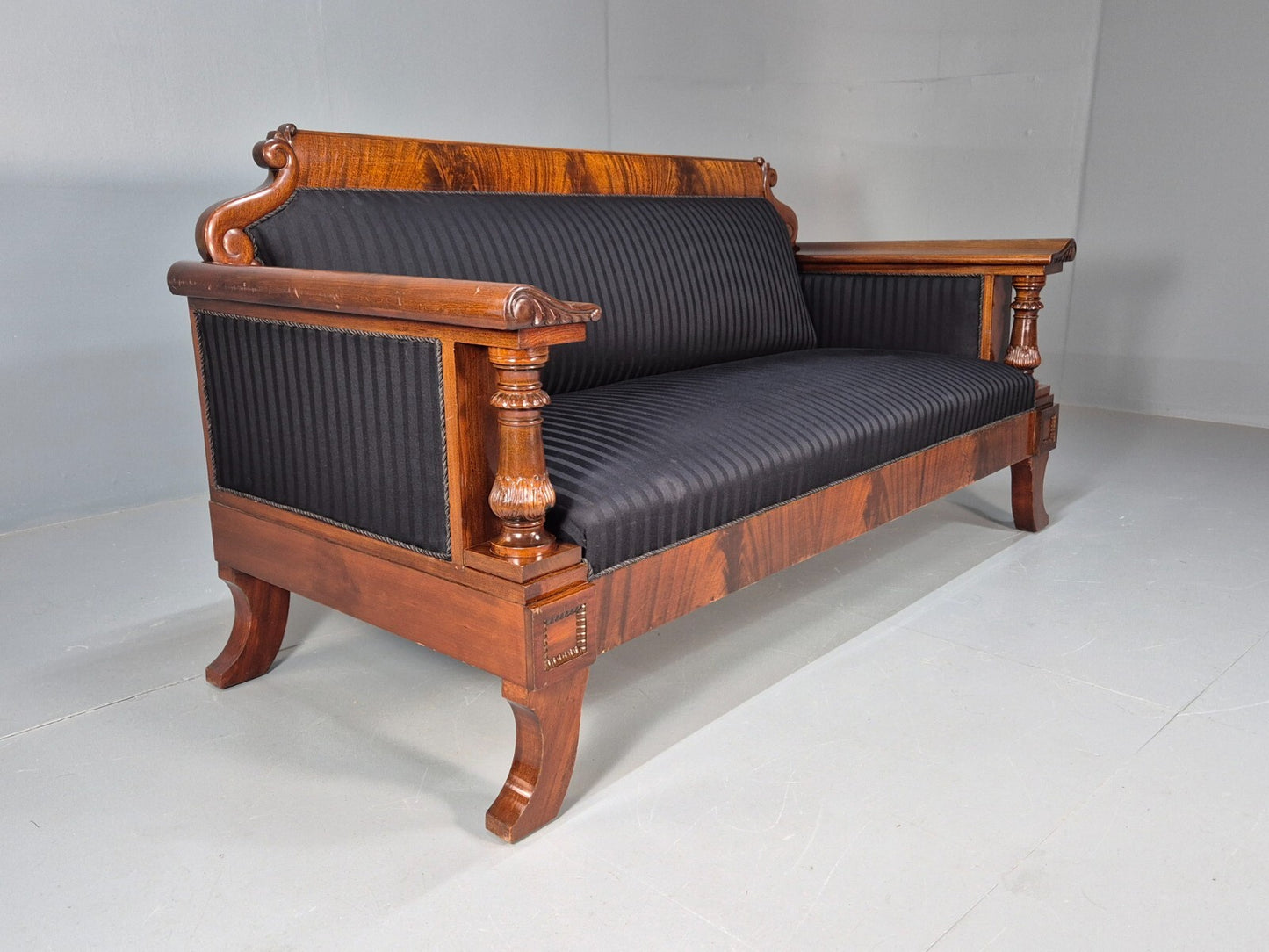 Vintage Scandinavian Biedermeier Mahogany Sofa Charcoal Antique EB9548 V3SS - UKDK FURNITURE