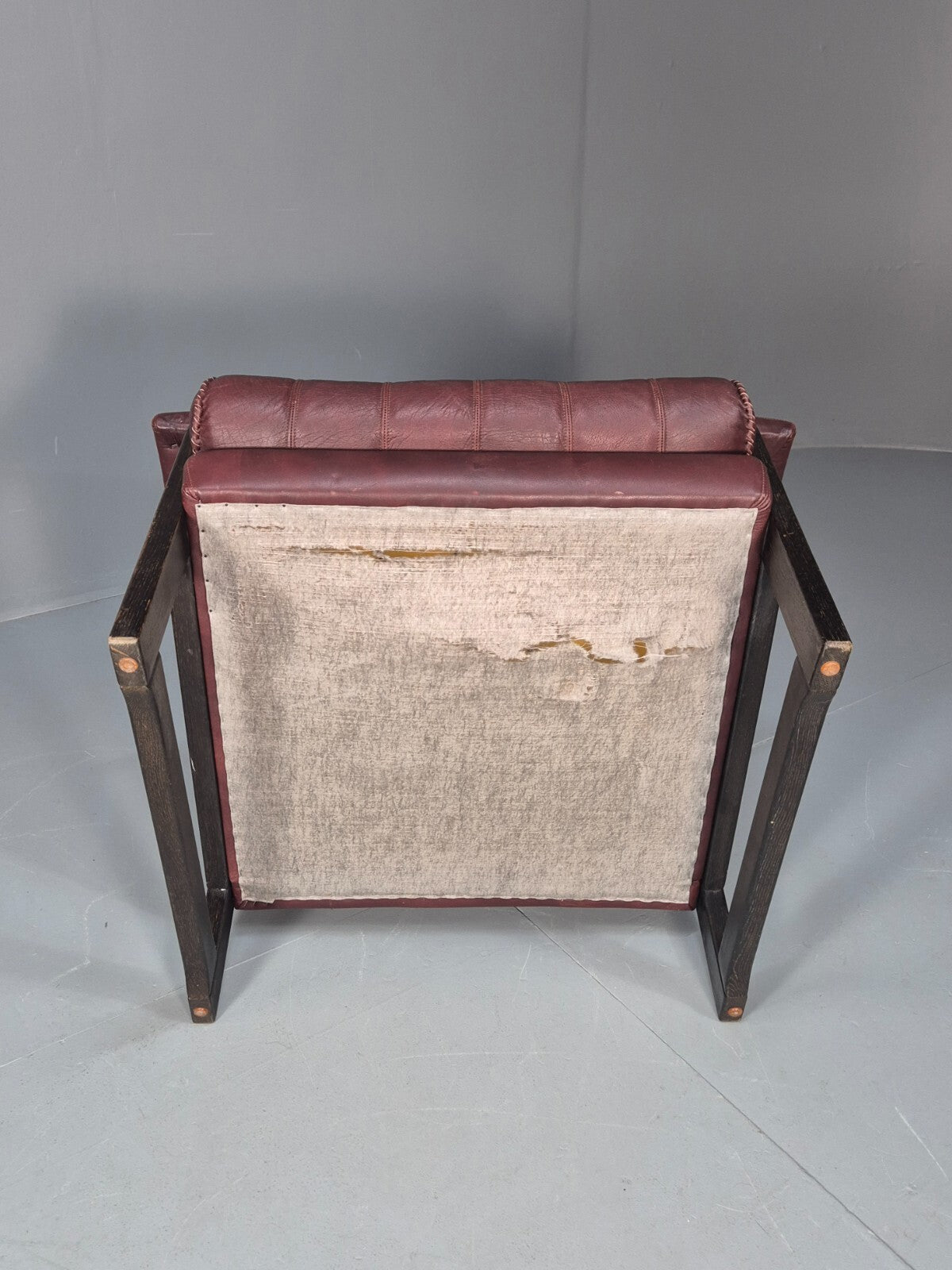 Vintage Burgundy Leather Lounge Chair Danish 1970s Beech Frame EB9793 MNOR - UKDK FURNITURE