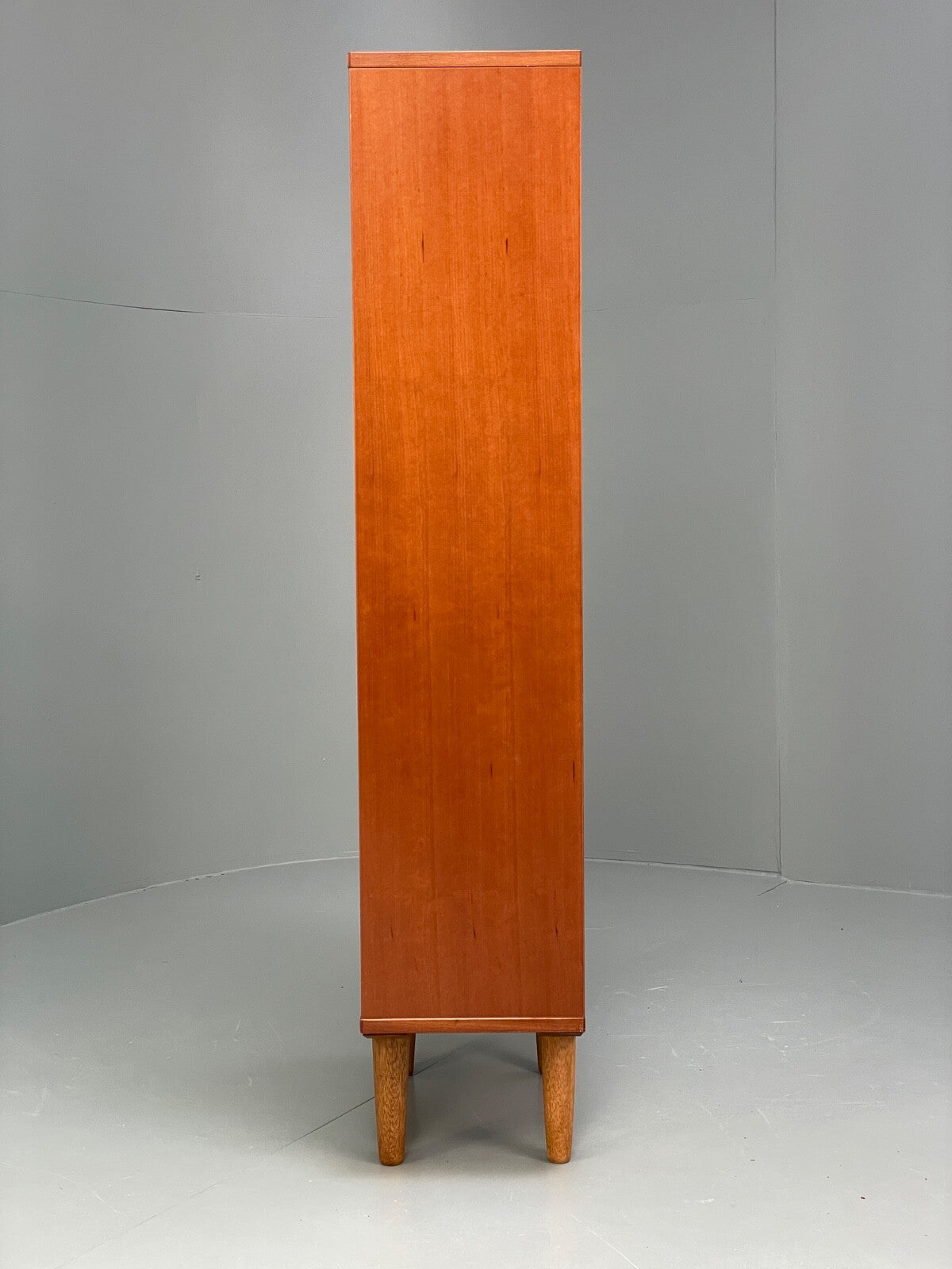 Vintage Cherrywood Bookcase Beaver & Tapley Glass Shelving Retro EB9758 MWOO - UKDK FURNITURE