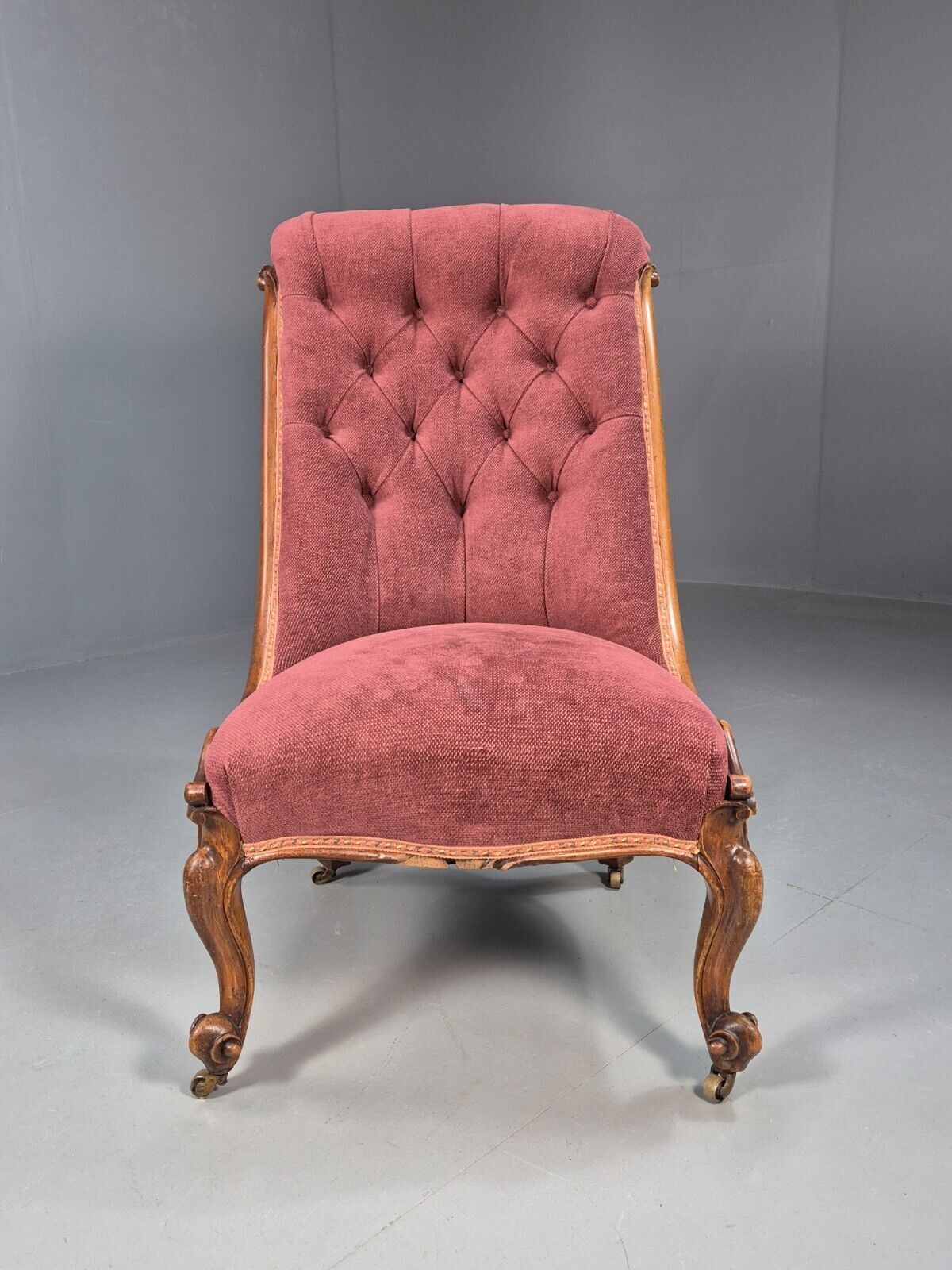 Vintage Nursing Chair Pink Cotton Fruitwood Frame 1800s Antique EB8454 VCLO - UKDK FURNITURE