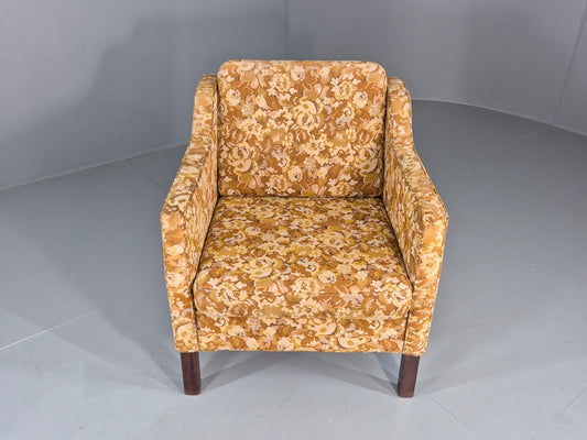 Vintage Danish 1970s Lounge Chair Floral Upholstery Mid Century EB11922 MNOR1