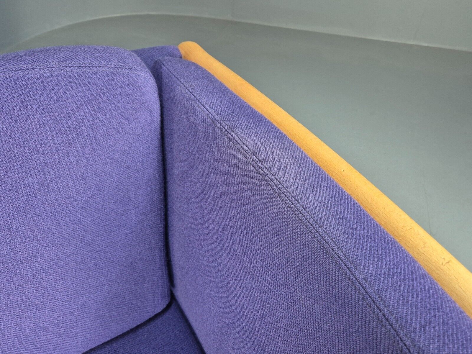 Vintage 2 Seat Sofa Purple Wool Beech End Stouby 1980s Retro MCM EB8575 M2SS - UKDK FURNITURE