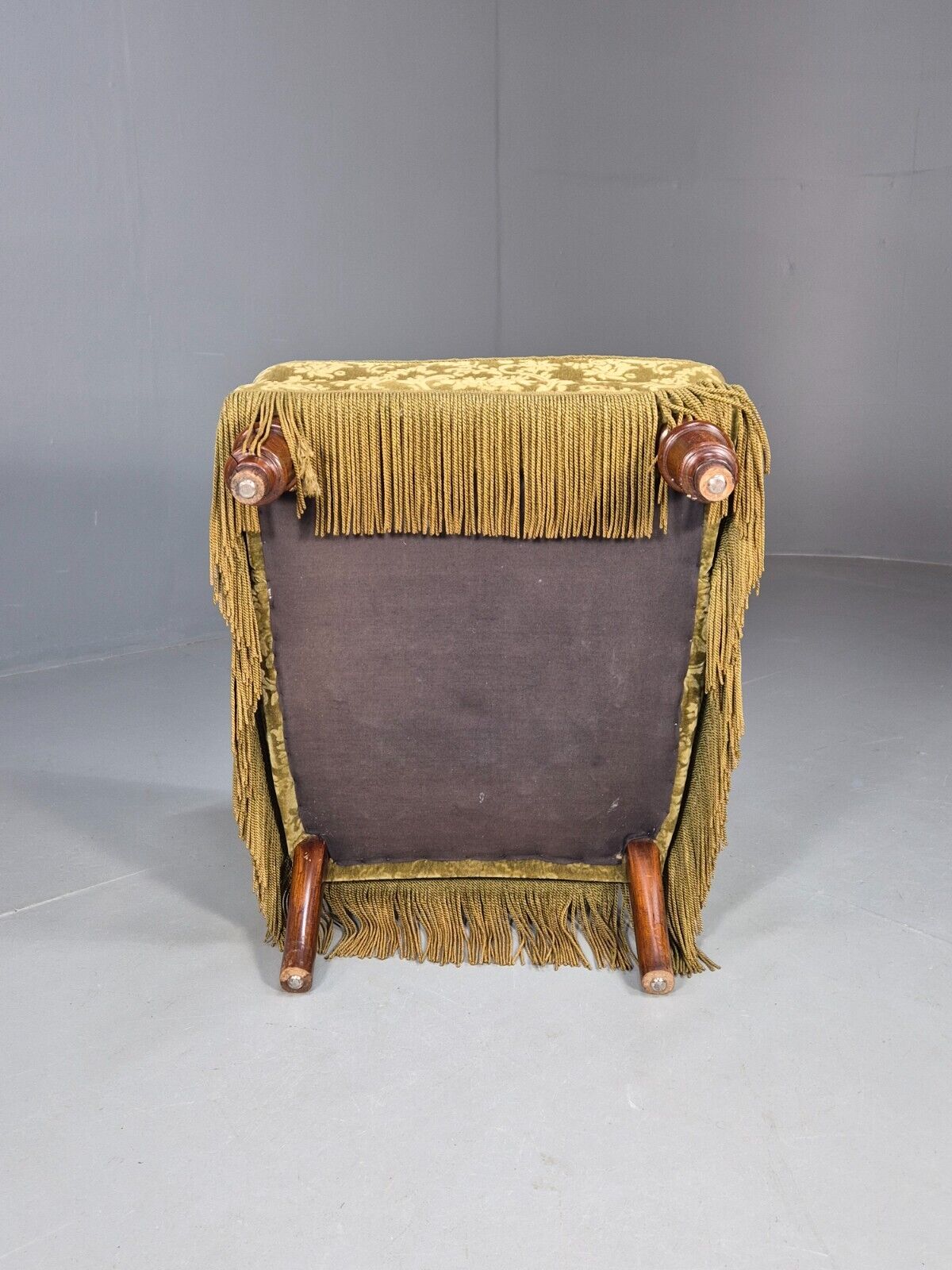Vintage Danish Lounge Chair Green Moquette Tassels Antique 1900s EB8458 VCLO - UKDK FURNITURE