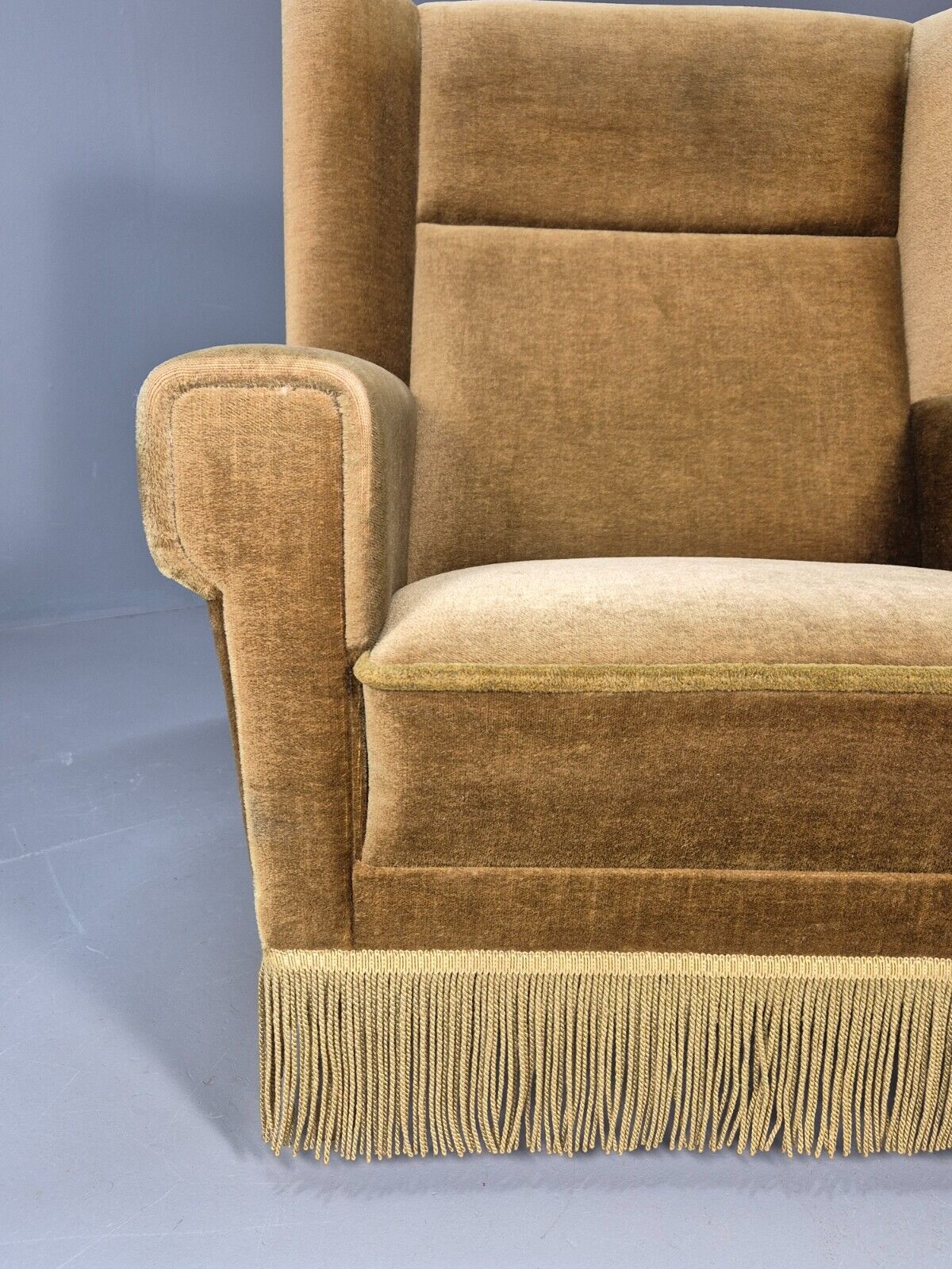 Vintage Danish Mid Century Lounge Chair Green Velour and Tassels MCM EB9041 MNOR - UKDK FURNITURE