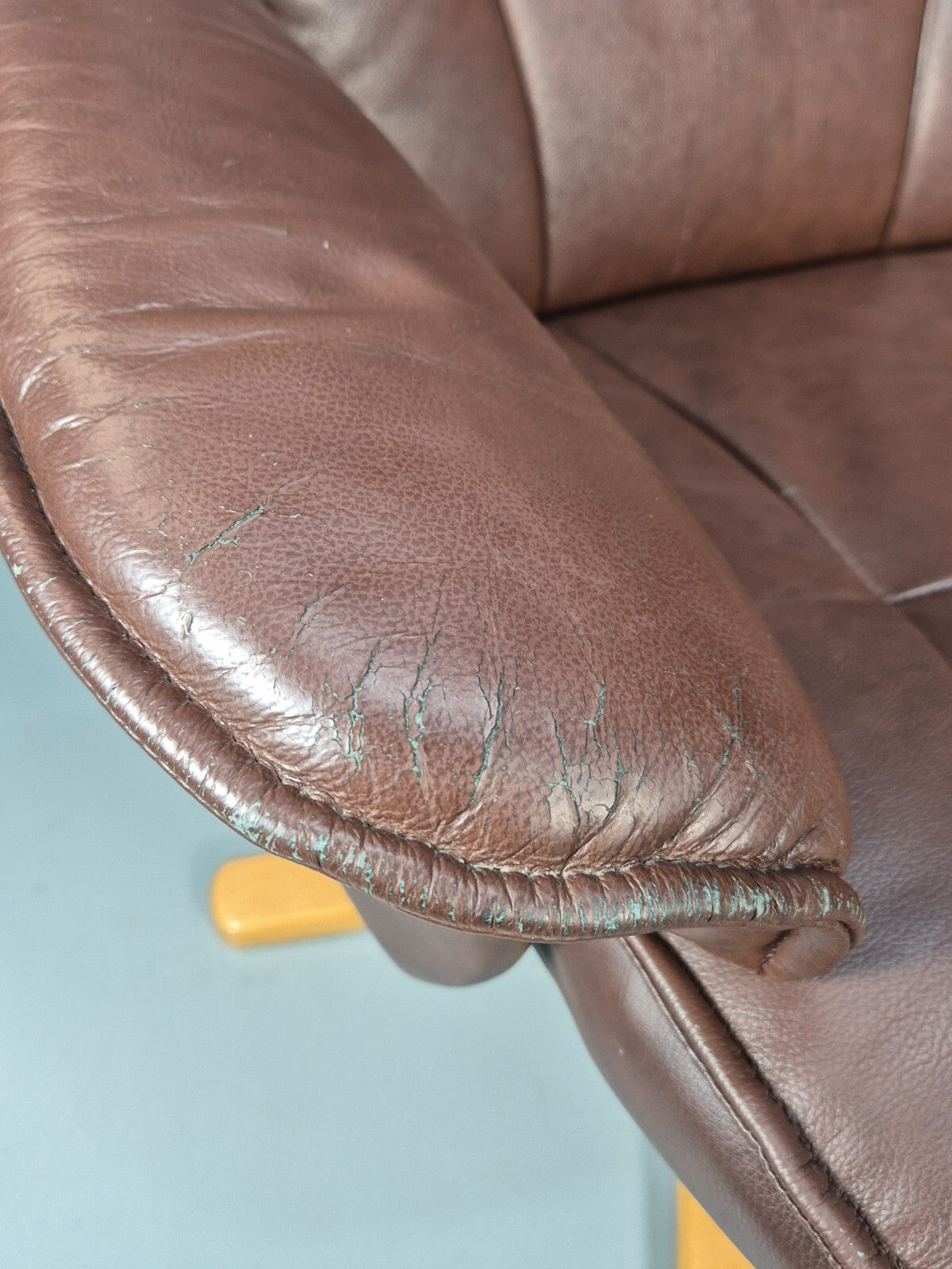 Vintage Danish Swivel Chair Recliner Knudsen Style Brown Leather EB8787 MSWI - UKDK FURNITURE