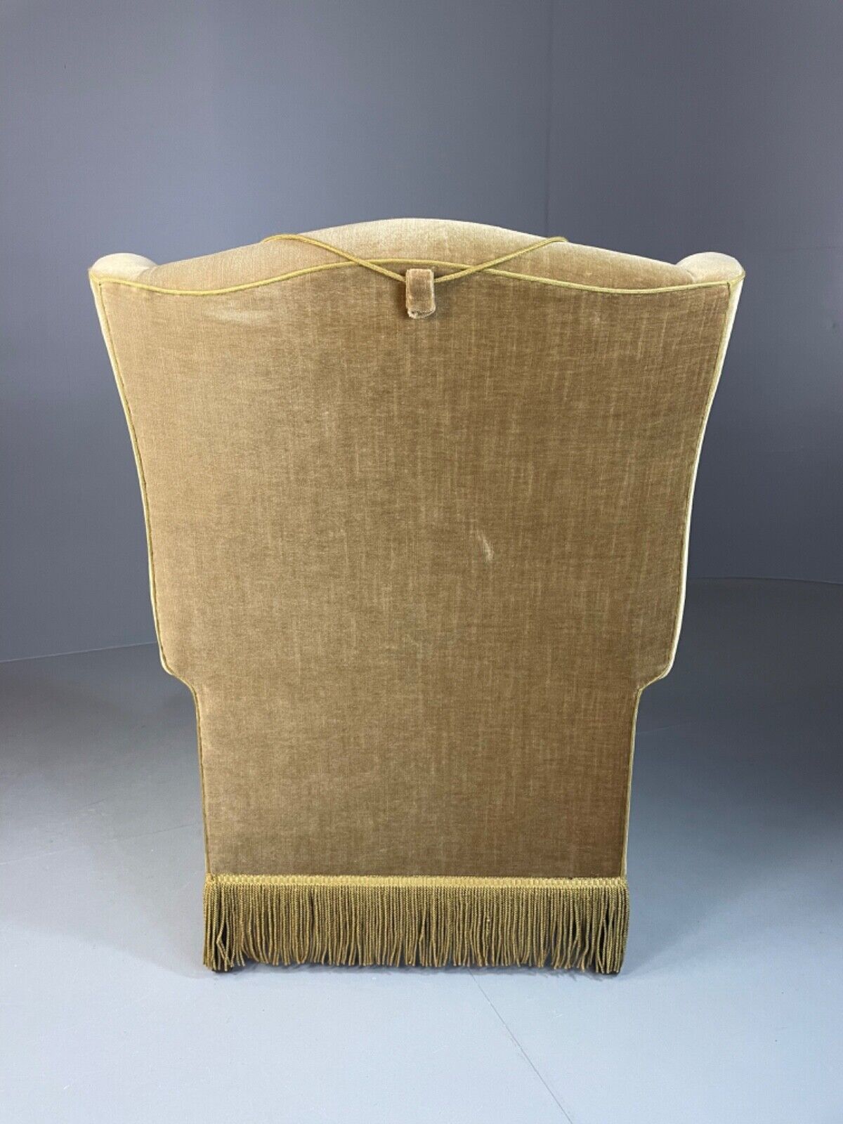 EB4894 Vintage Danish Olive Green Wingback Armchair, tassel, 1950s, 1960s VCLO - UKDK FURNITURE