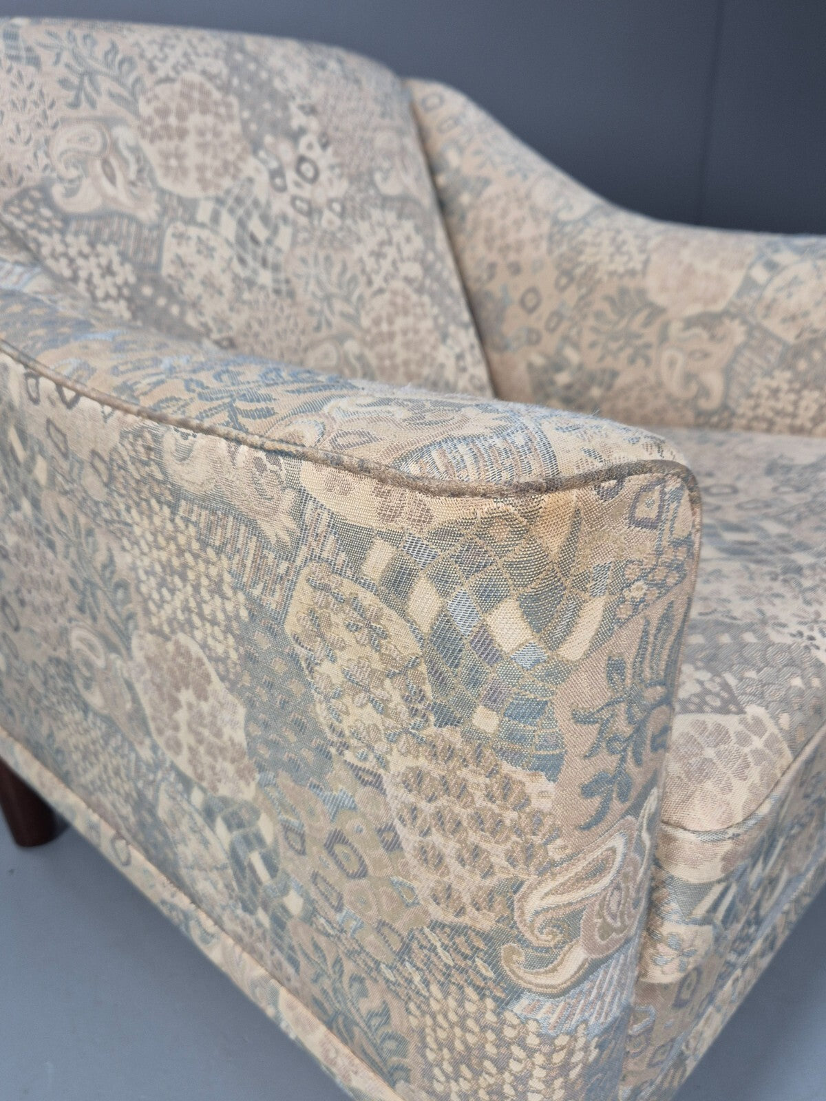 Vintage Danish Lounge Chair Abstract Floral 1980s Material Retro EB09600 MNOR - UKDK FURNITURE