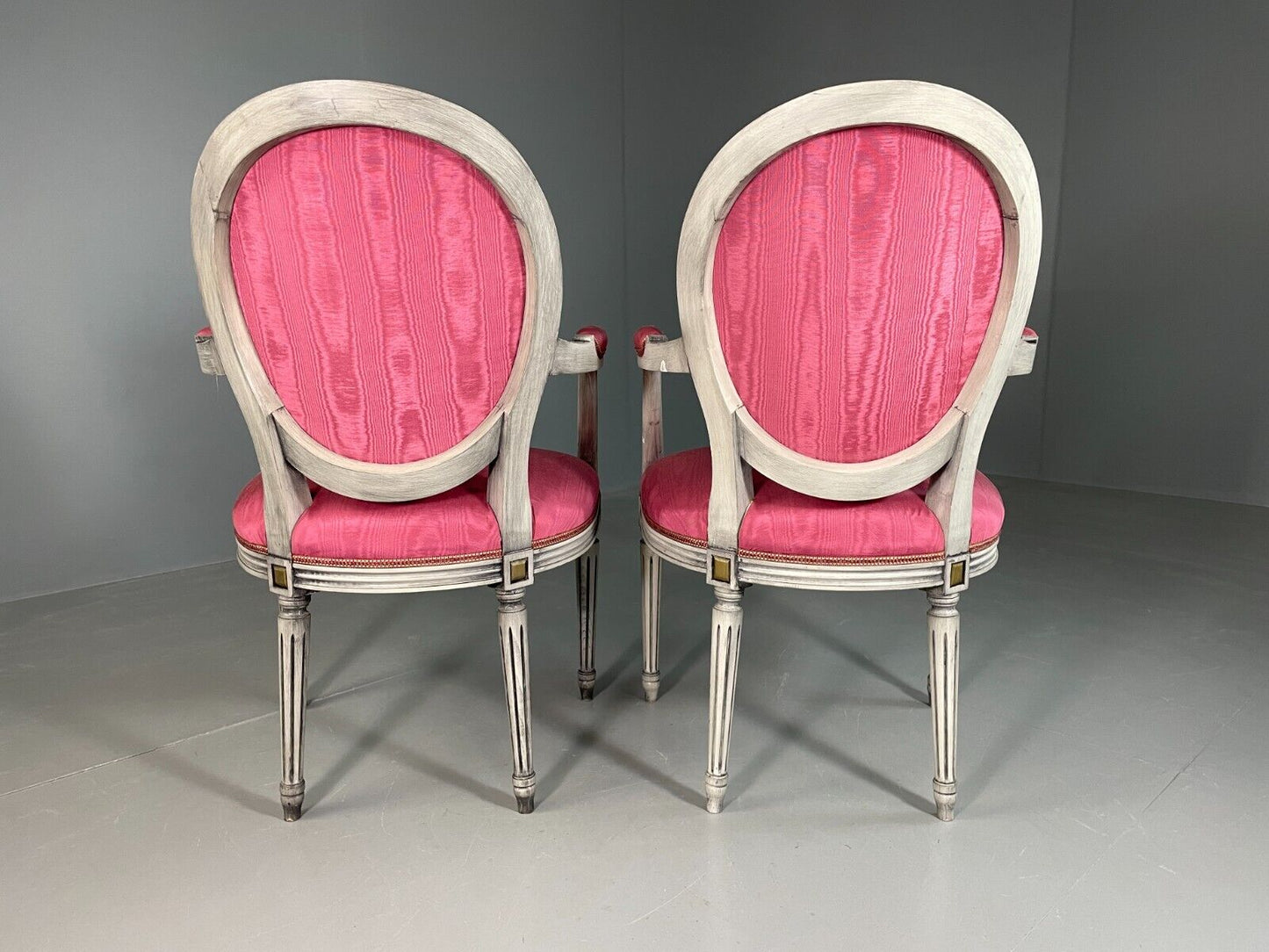 2 Vintage Danish Fauteuils Pink Blue Louis XIV Antique Style EB6755 VCLO - UKDK FURNITURE
