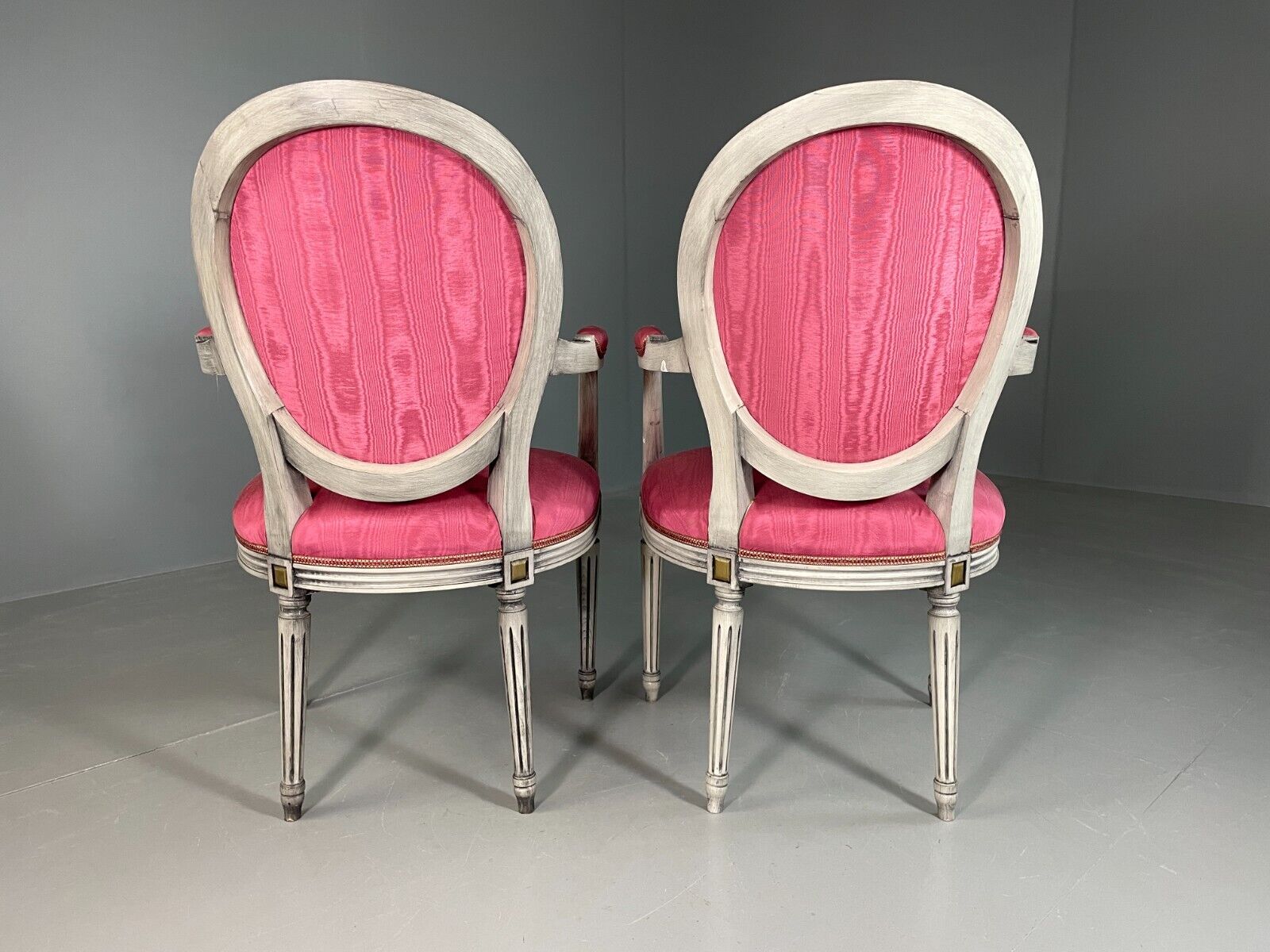 2 Vintage Danish Fauteuils Pink Blue Louis XIV Antique Style EB6755 VCLO - UKDK FURNITURE