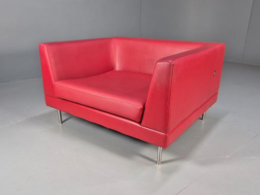 Vintage Red Vinyl Modern Design Lounge Chair Modus Brand Retro Style EB9409 MNOR - UKDK FURNITURE