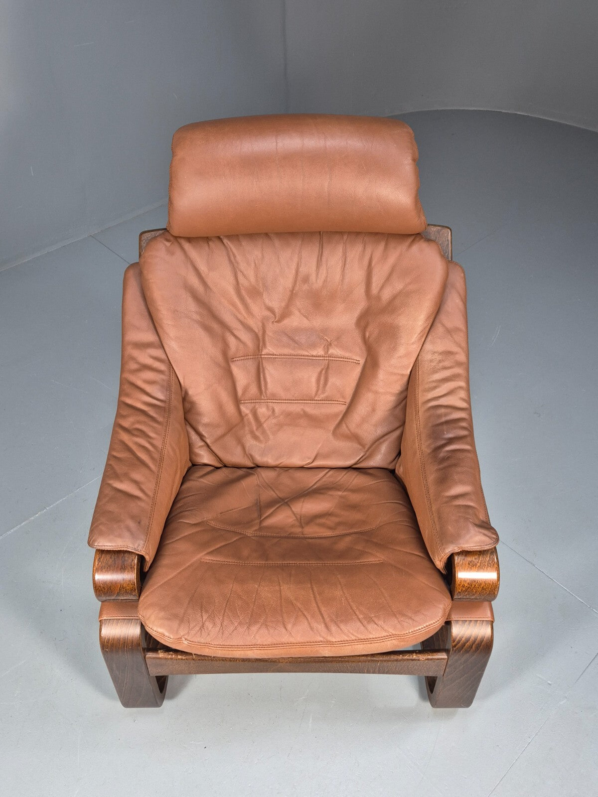 Vintage Skippers Apollo Brown Leather Bentwood Lounge Chair Danish EB9306 MBEN - UKDK FURNITURE