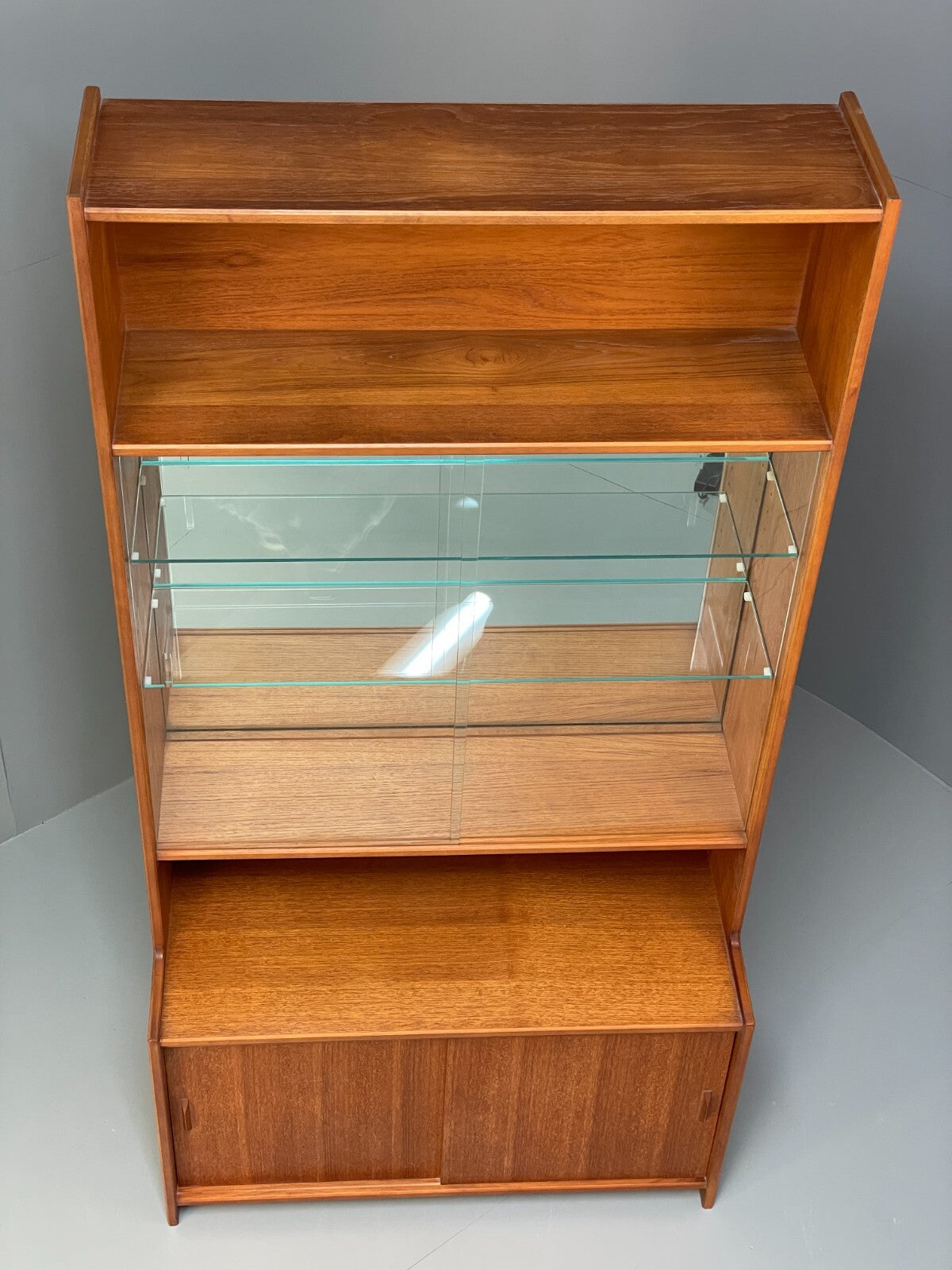 Vintage Teak Wall Unit By Gibbs Furniture 1970s Glazed EB9715 MWOO - UKDK FURNITURE