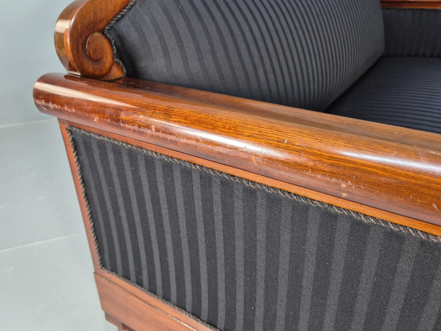 Vintage Scandinavian Biedermeier Mahogany Sofa Charcoal Antique EB9548 V3SS - UKDK FURNITURE