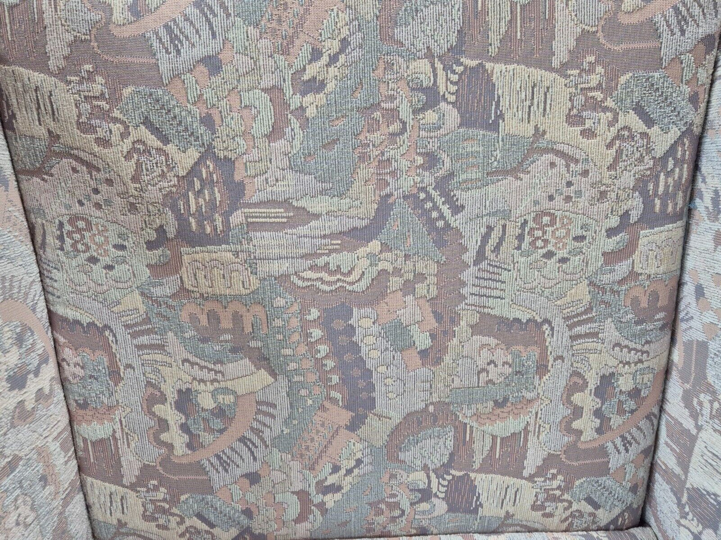 2 Vintage Danish Wing Back Lounge Chairs Cotton 1980s Fabric Retro EB8289 MNOR - UKDK FURNITURE