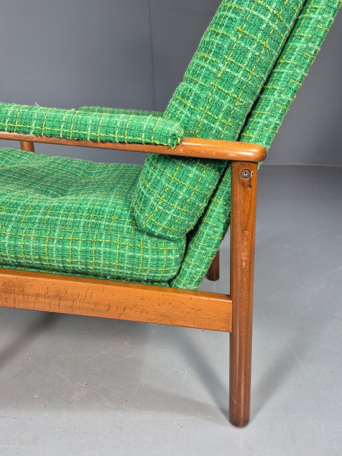 Vintage Danish Lounge Chair Green Wool Beech Frame Retro 1960s MCM EB8502 MNOR - UKDK FURNITURE